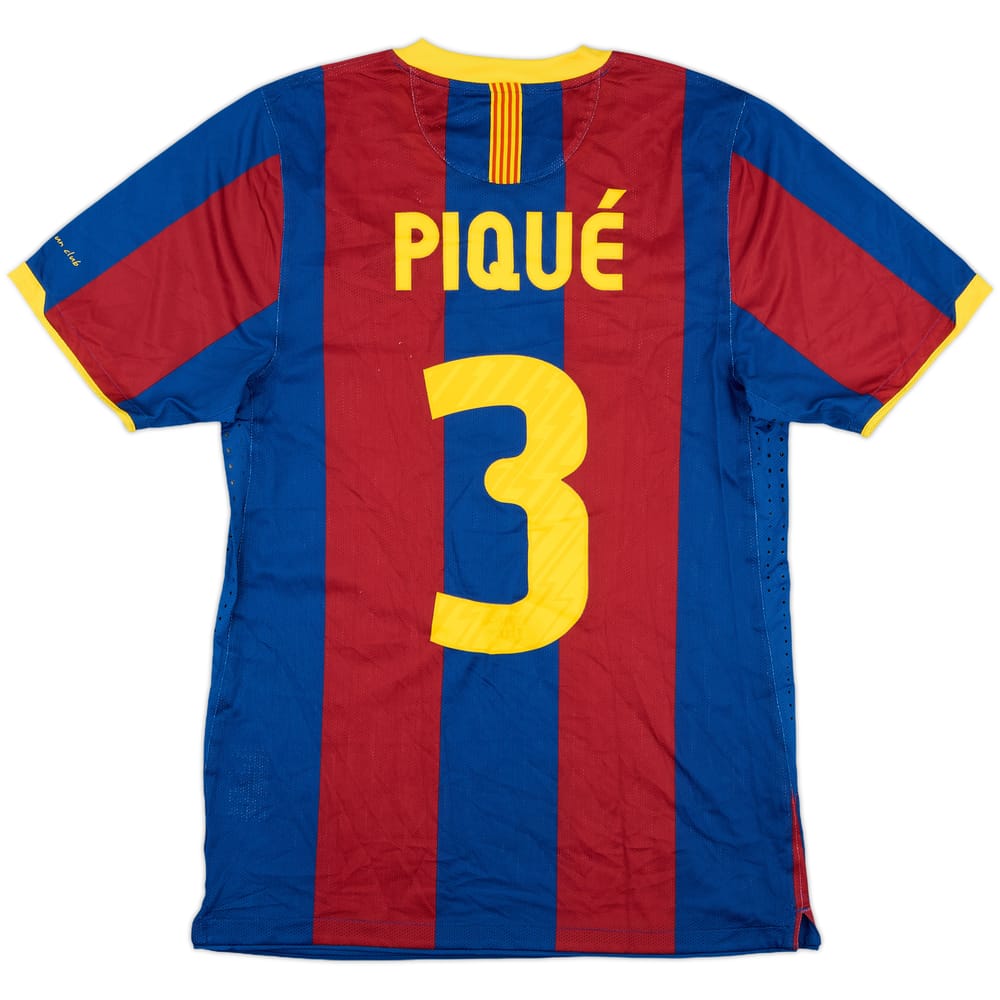 2010-11 Barcelona Player Issue Signed Home Shirt Pique #3 - 8/10 - (M)