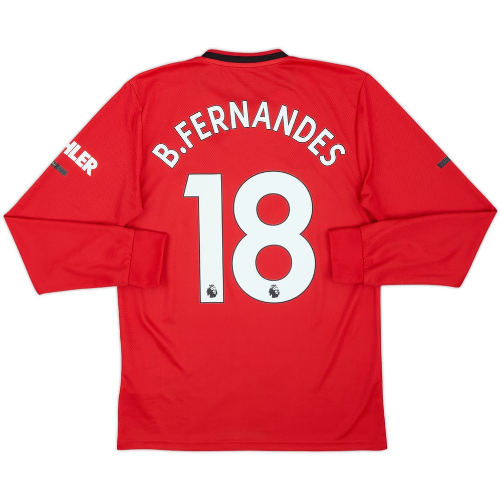 2019-20 Manchester United Home L/S Shirt B.Fernandes #18 - 10/10 - (S)