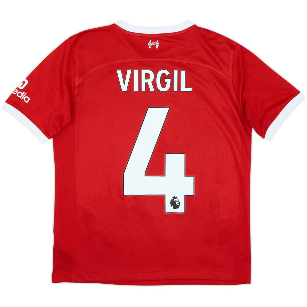 2023-24 Liverpool Home Shirt Virgil #4 - 6/10 - (13-15 Years)
