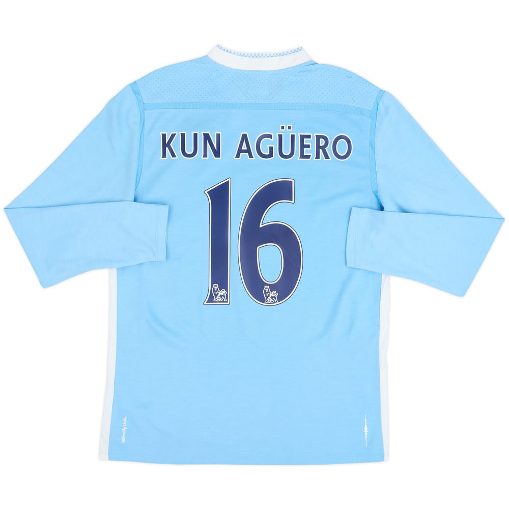 2011-12 Manchester City Home L/S Shirt Kun Aguero #16 - 6/10 - (M)