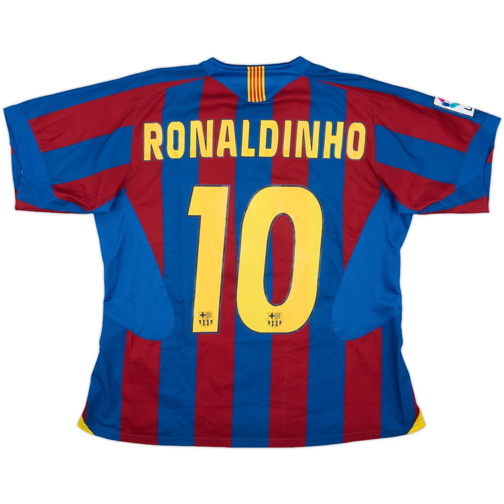 2005-06 Barcelona Home Shirt Ronaldinho #10 - 7/10 - (Women's XL)