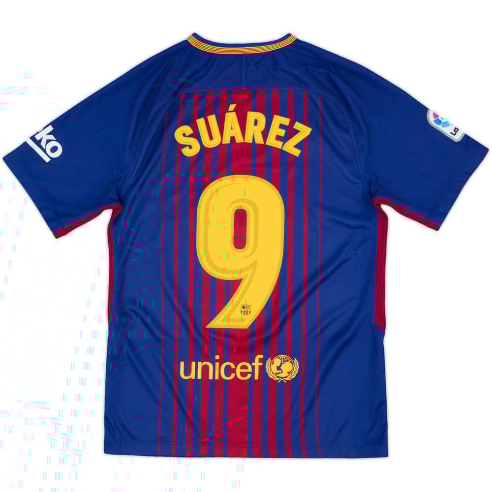 2017-18 Barcelona Home Shirt Suarez #9 - 9/10 - (S)