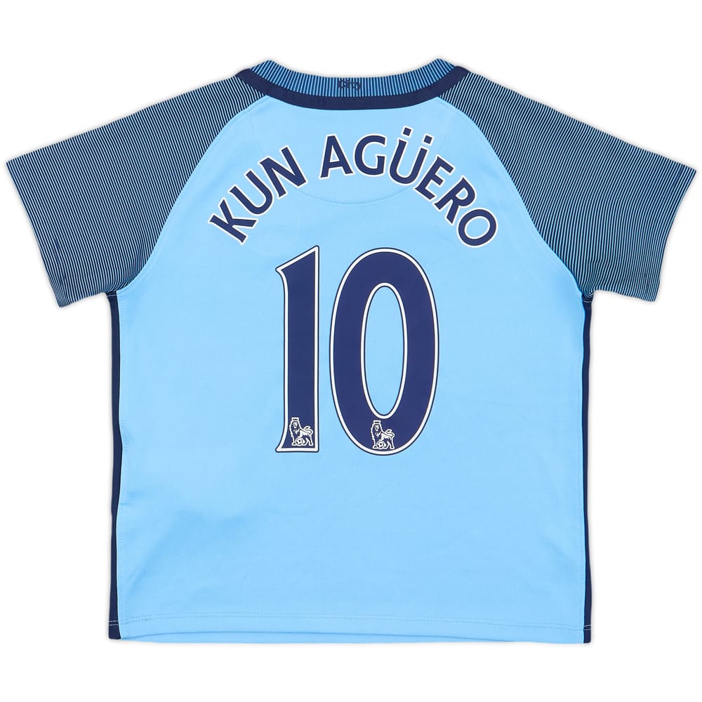 2016-17 Manchester City Home Shirt Kun Aguero #10 - 9/10 - (5-6 Years)