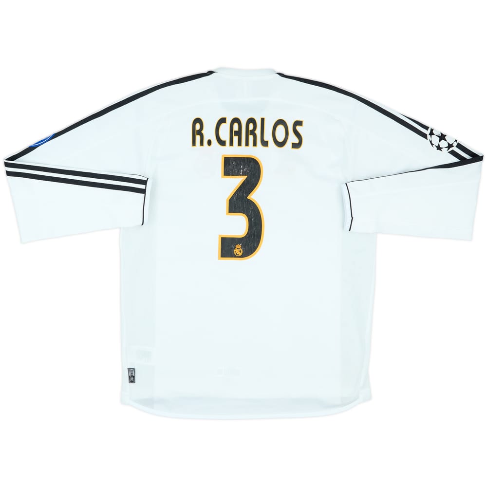 2003-04 Real Madrid Home L/S Shirt R.Carlos #3 - 7/10 - (M)