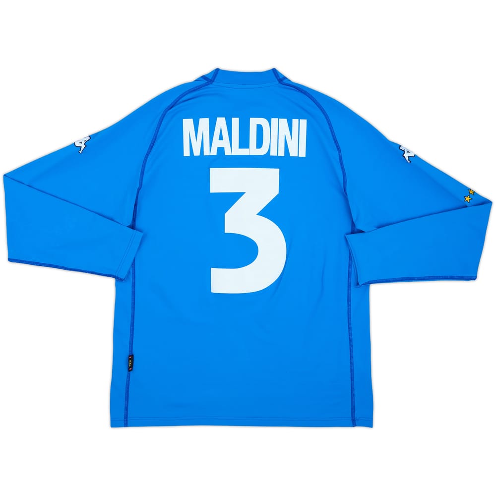 2000-01 Italy Home L/S Shirt Maldini #3 - 8/10 - (XXL)