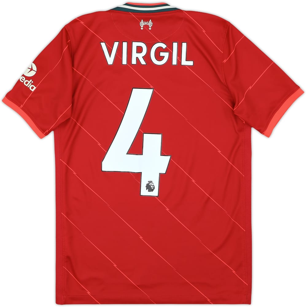2021-22 Liverpool Home Shirt Virgil #4 - 7/10 - (L.Boys)
