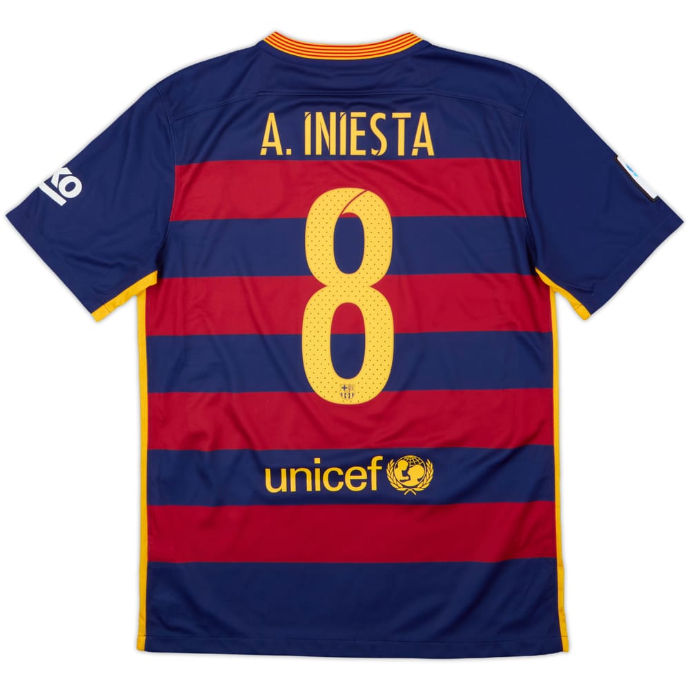 2015-16 Barcelona Home Shirt A.Iniesta #8 - 9/10 - (M)