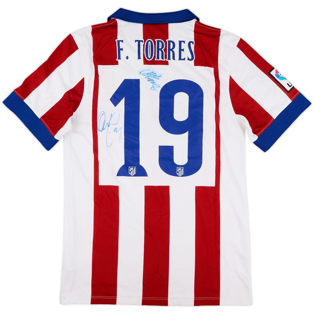 2014-15 Atletico Madrid Signed Home Shirt Torres #19 - 6/10 - (S)