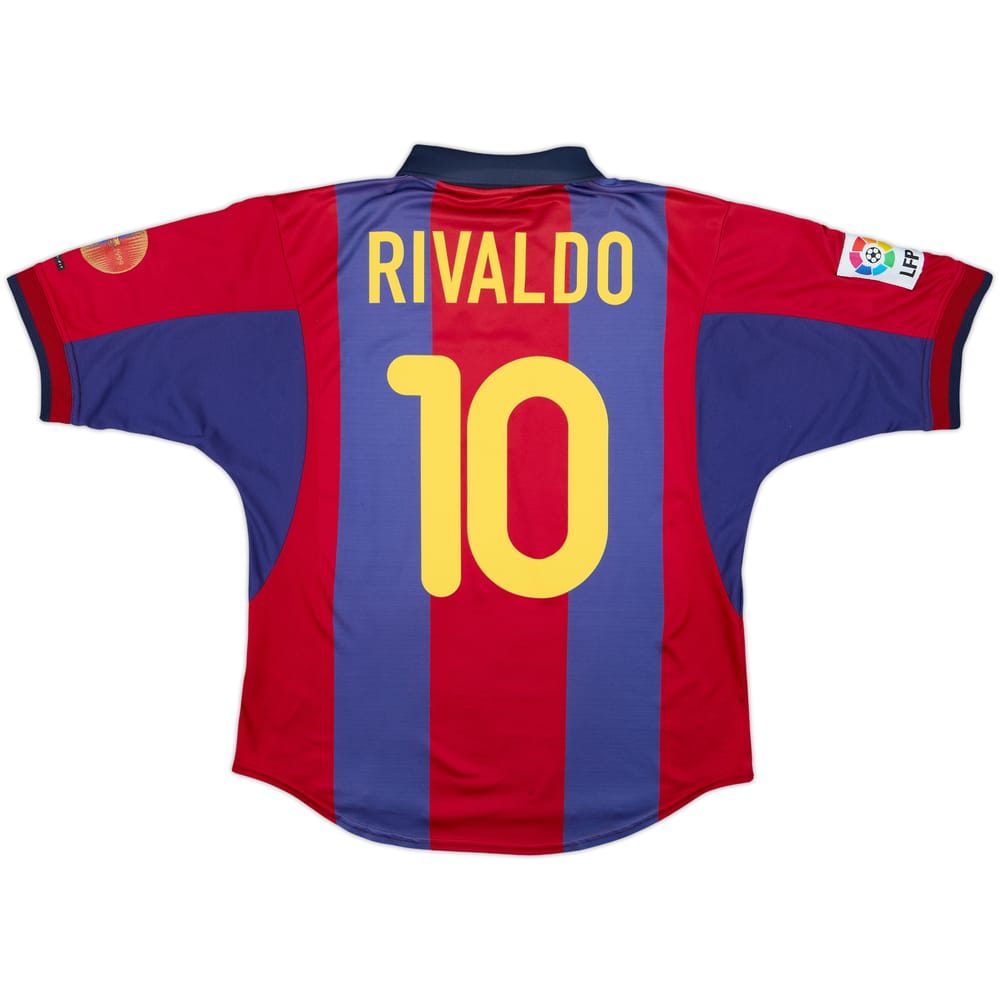 2000-01 Barcelona Home Shirt Rivaldo #10 - 7/10 - (M)