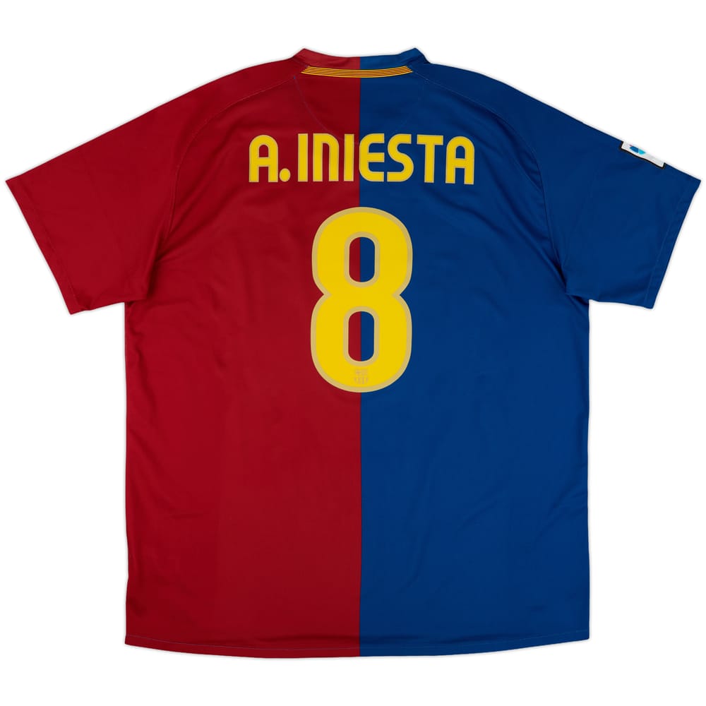 2008-09 Barcelona Home Shirt A.Iniesta #8 - 9/10 - (XXL)