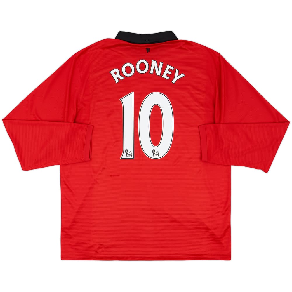 2013-14 Manchester United Home L/S Shirt Rooney #10 - 7/10 - (XL)