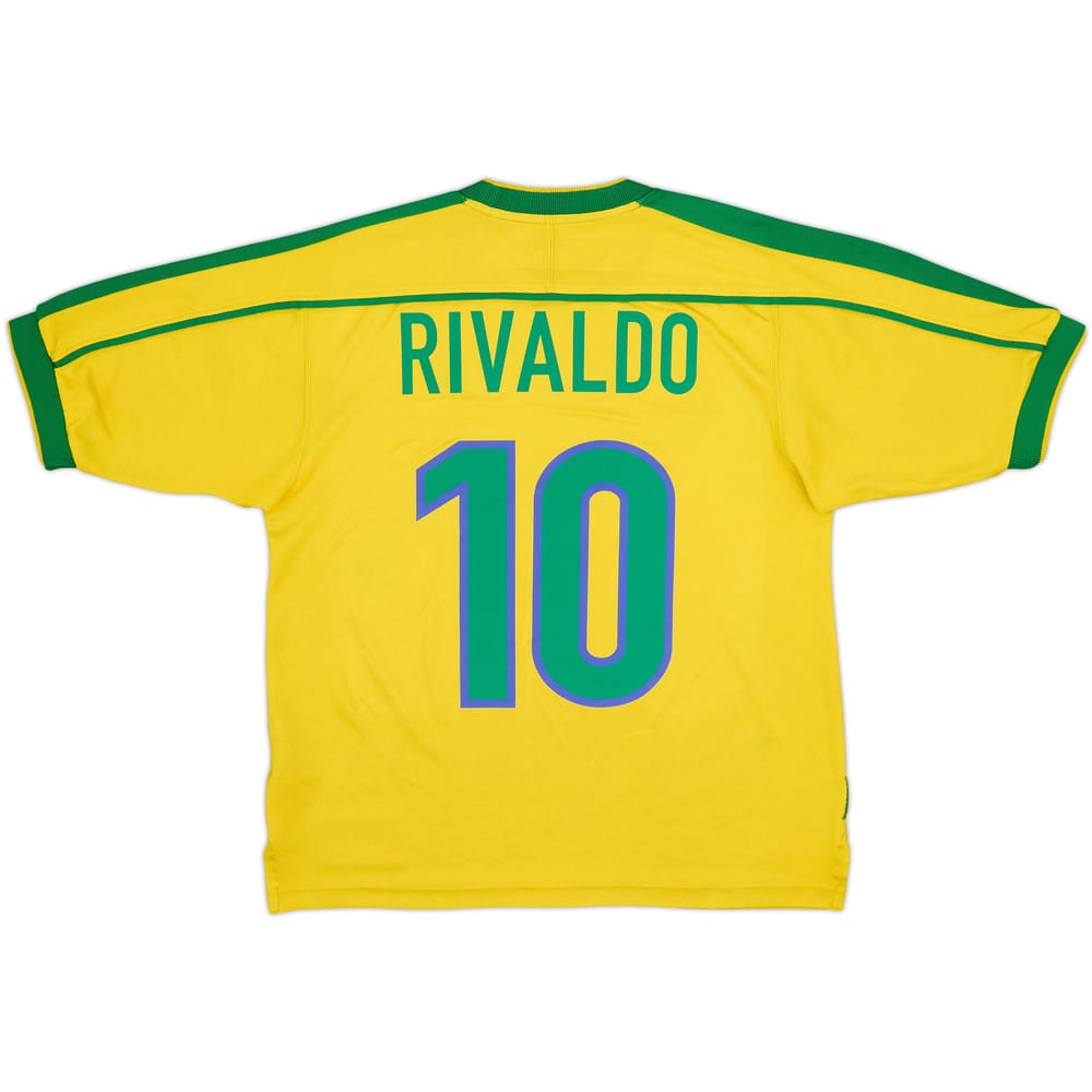 1998-00 Brazil Home Shirt Rivaldo #10 - 7/10 - (S)