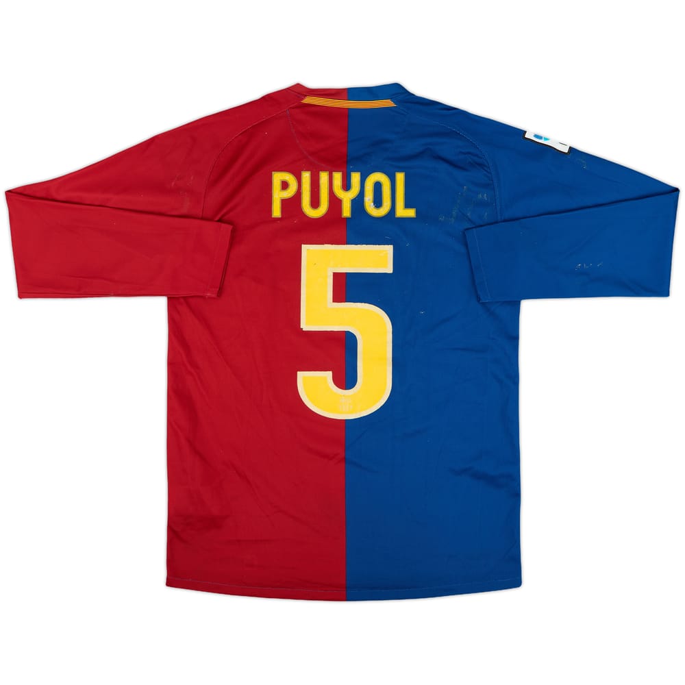2008-09 Barcelona Home L/S Shirt Puyol #5 - 5/10 - (S)