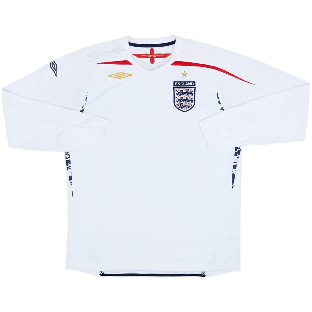 2007-09 England Home L/S Shirt - 5/10 - (L)