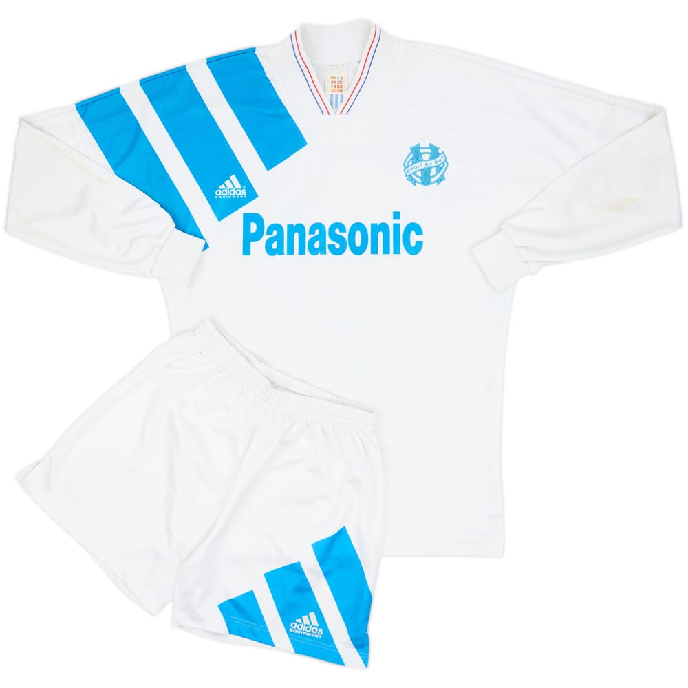 1991-92 Olympique Marseille Home L/S Shirt & Shorts - 6/10 - (S)
