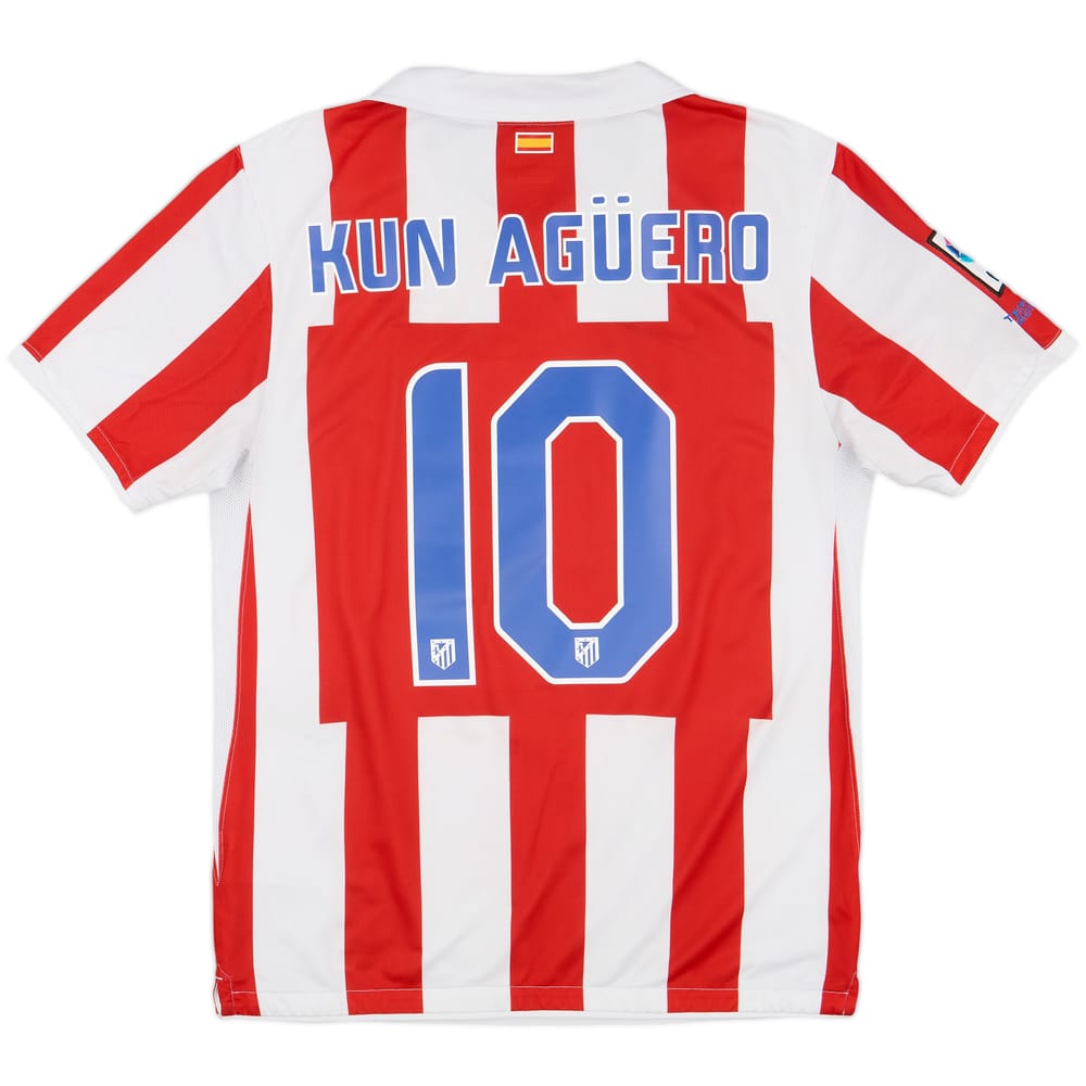 2010-11 Atletico Madrid Home Shirt Kun Aguero #10 - 7/10 - (M)