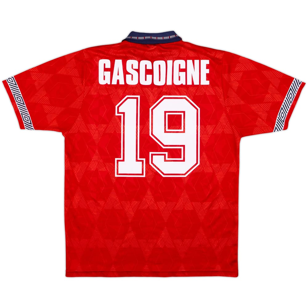 1990-93 England Away Shirt Gascoigne #19 - 5/10 - (L)
