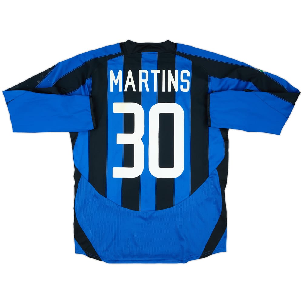 2003-04 Inter Milan Match Issue Home L/S Shirt Martins #30