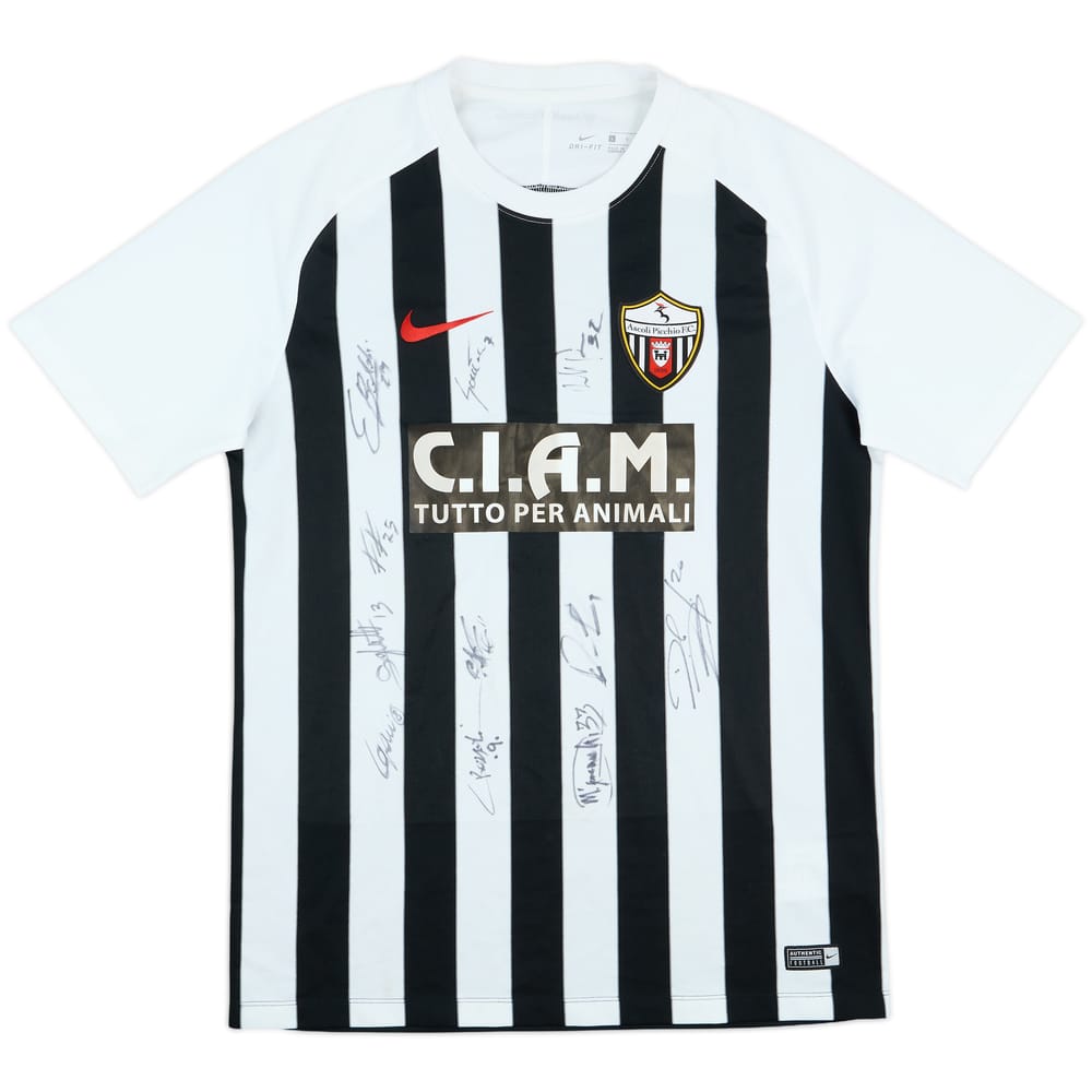 2017-18 Ascoli Squad Signed Home Shirt - 8/10 - (L)
