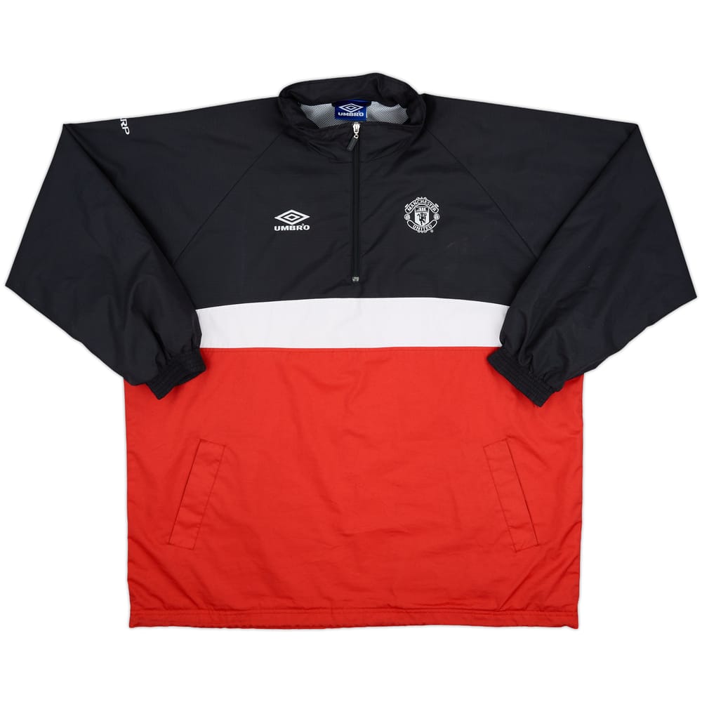 1998-00 Manchester United Umbro 1/4 Zip Hooded Drill Top - 8/10 - (XXL)