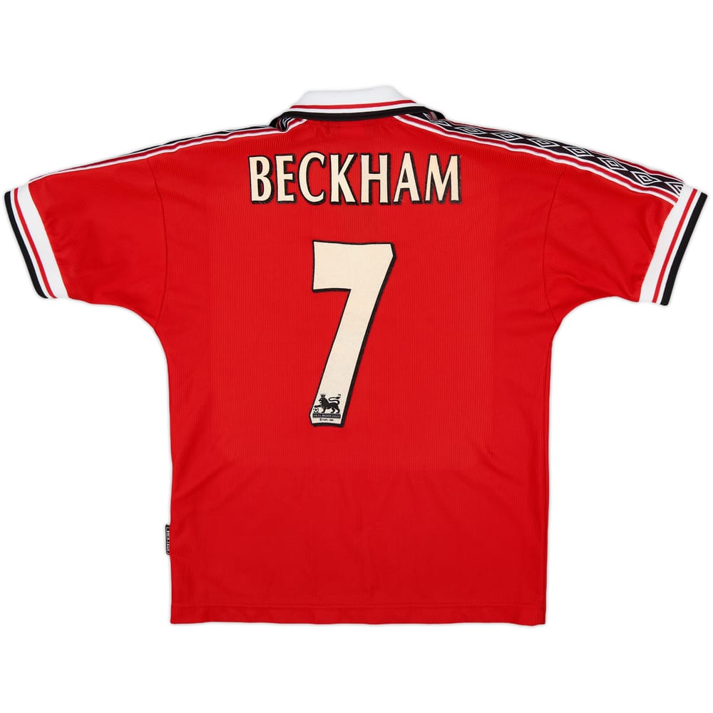 1998-00 Manchester United Home Shirt Beckham #7 - 8/10 - (L.Boys)
