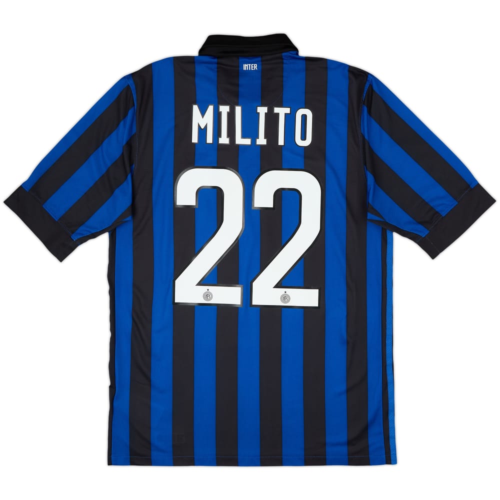 2011-12 Inter Milan Home Shirt Milito #22 - 8/10 - (M)