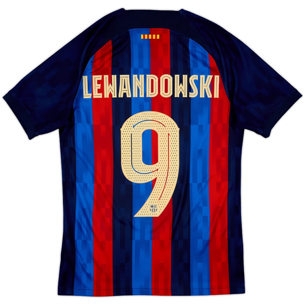 2022-23 Barcelona Home Shirt Lewandowski #9 - 10/10 - (S)