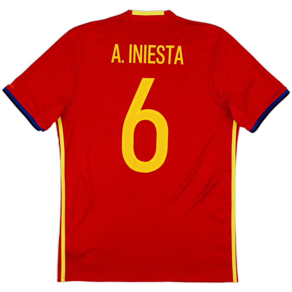 2016-17 Spain Home Shirt A. Iniesta #6 - 8/10 - (M)