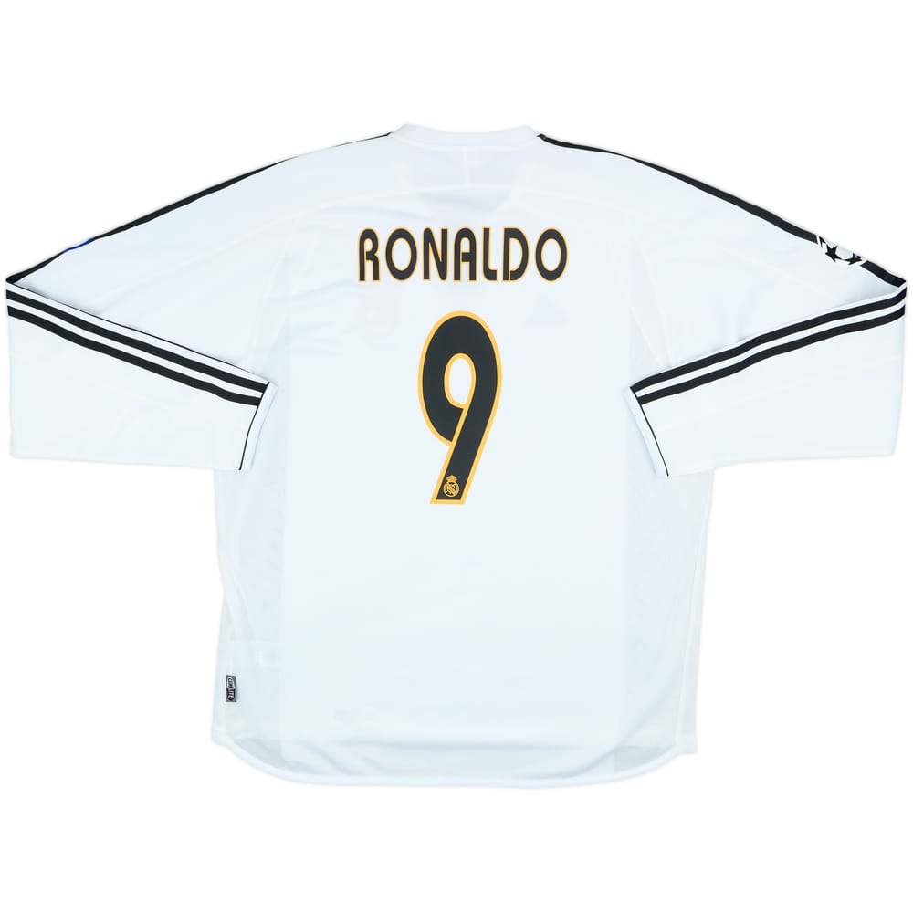 2003-04 Real Madrid Home L/S Shirt Ronaldo #9 - 10/10 - (L)