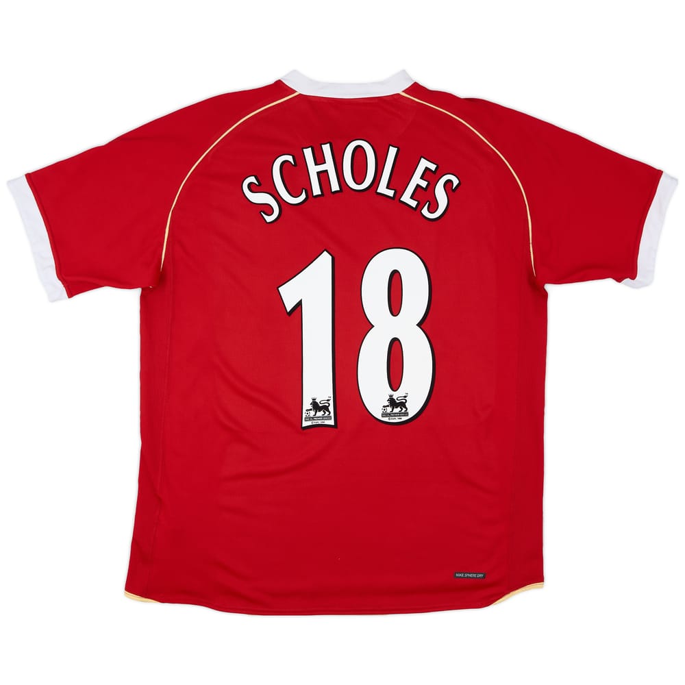 2006-07 Manchester United Home Shirt Scholes #18 - 8/10 - (L)