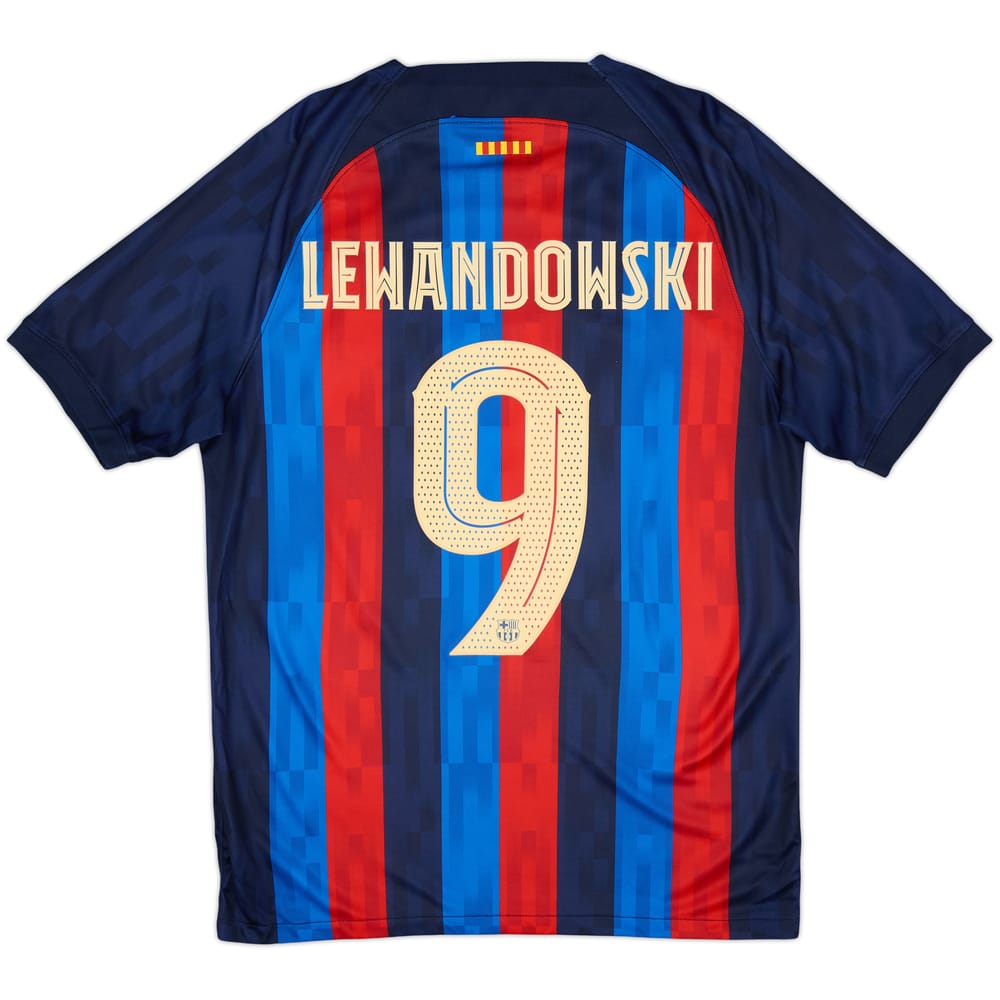 2022-23 Barcelona Home Shirt Lewandowski #9 - 10/10 - (M)