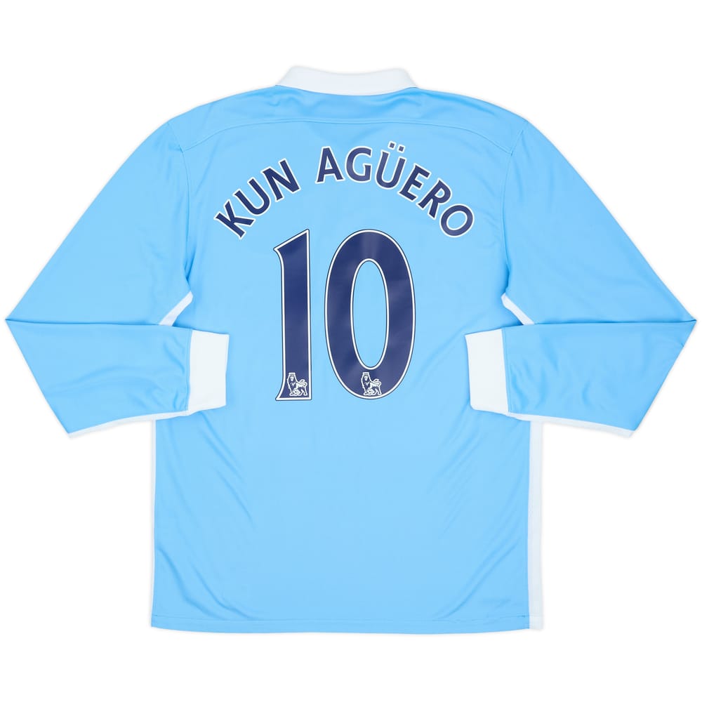 Camiseta de local de manga larga del Manchester City 2015-16 Kun Aguero #10 - 8/10 - (M)
