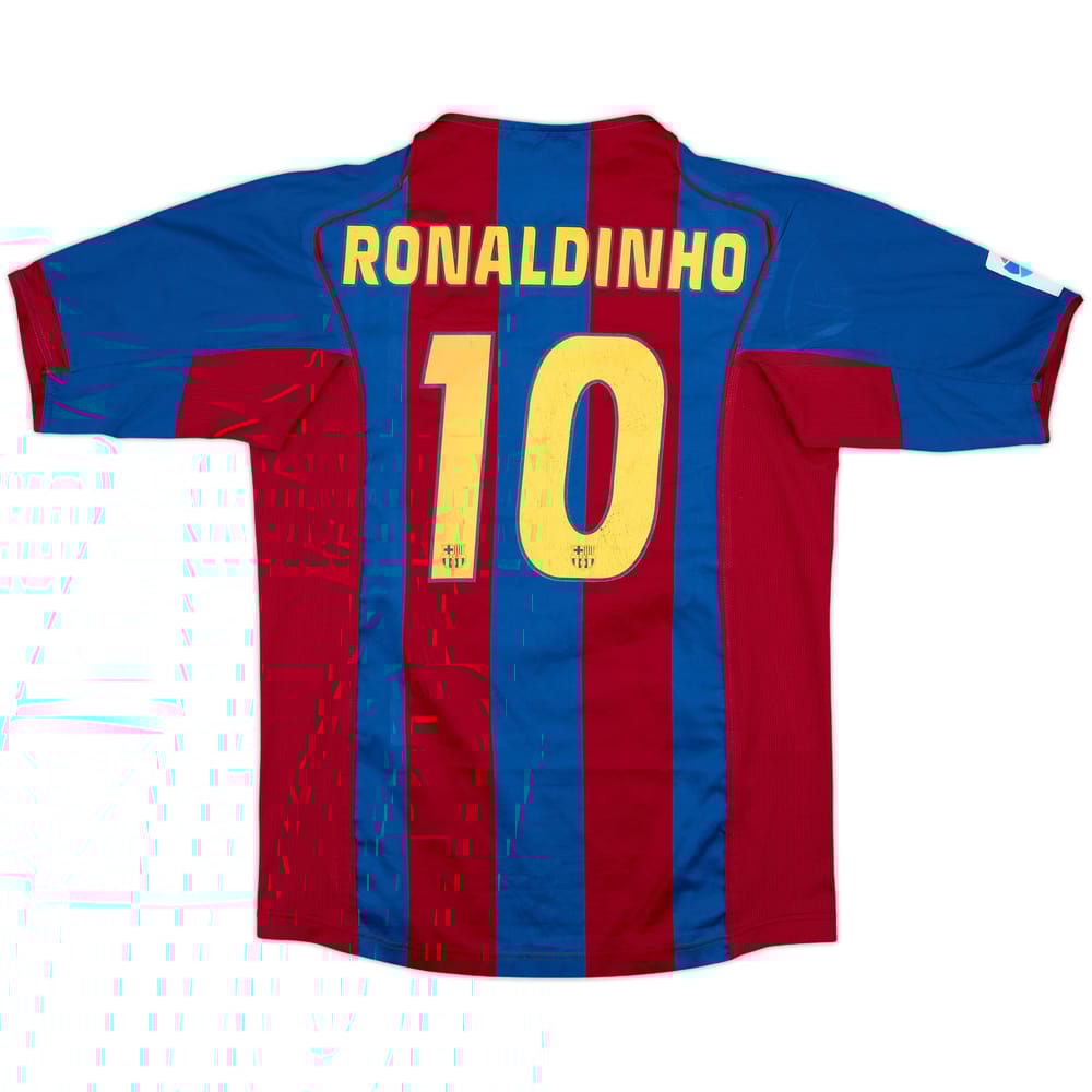 2004-05 Barcelona Home Shirt Ronaldinho #10 - 6/10 - (XL.Boys)