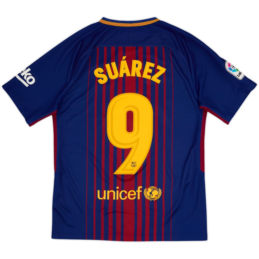 2017-18 Barcelona Home Shirt Suarez #9 - 7/10 - (S)