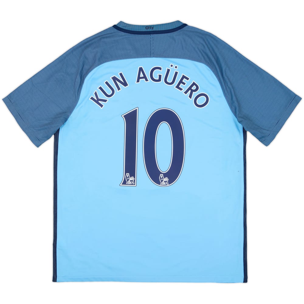 2016-17 Manchester City Home Shirt Kun Aguero #10 - 6/10 - (L)
