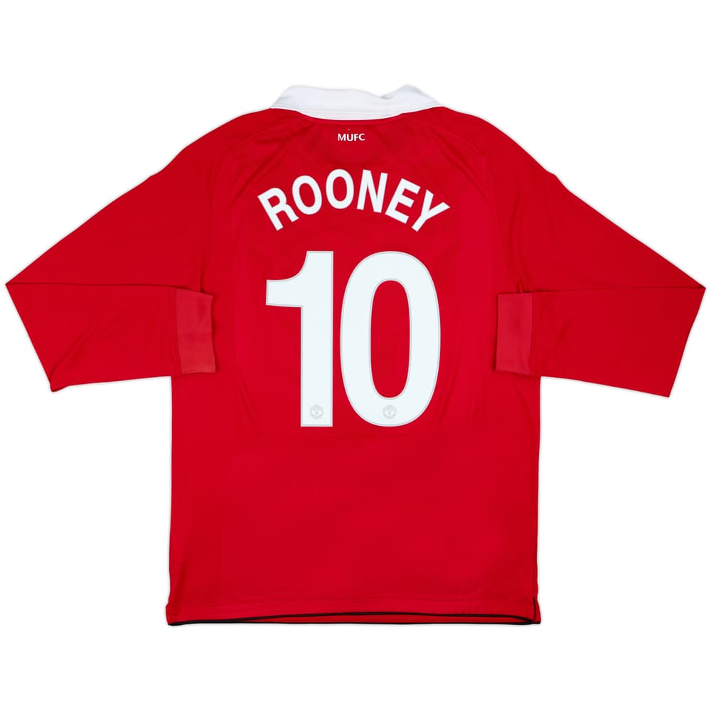 2010-11 Manchester United Home L/S Shirt Rooney #10 - 9/10 - (L)