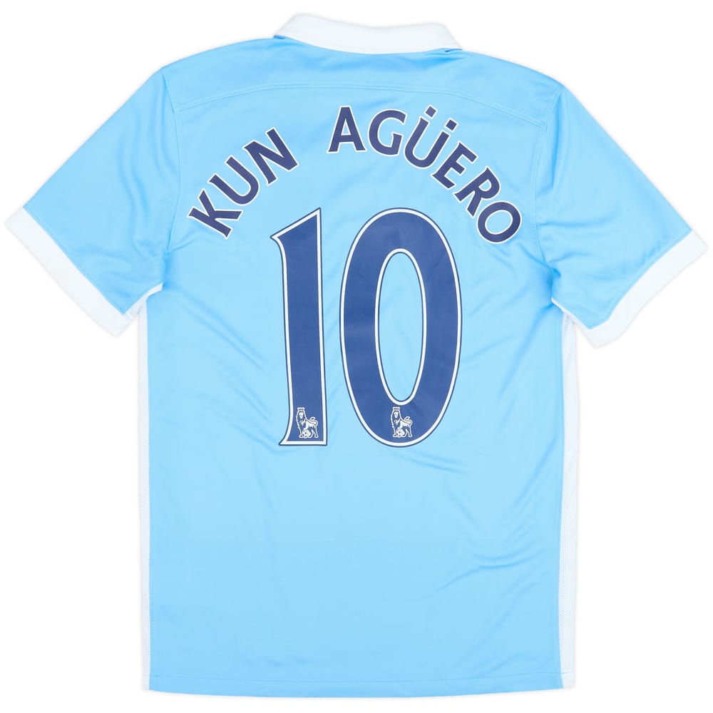 2015-16 Manchester City Home Shirt Kun Aguero #10 - 8/10 - (S)