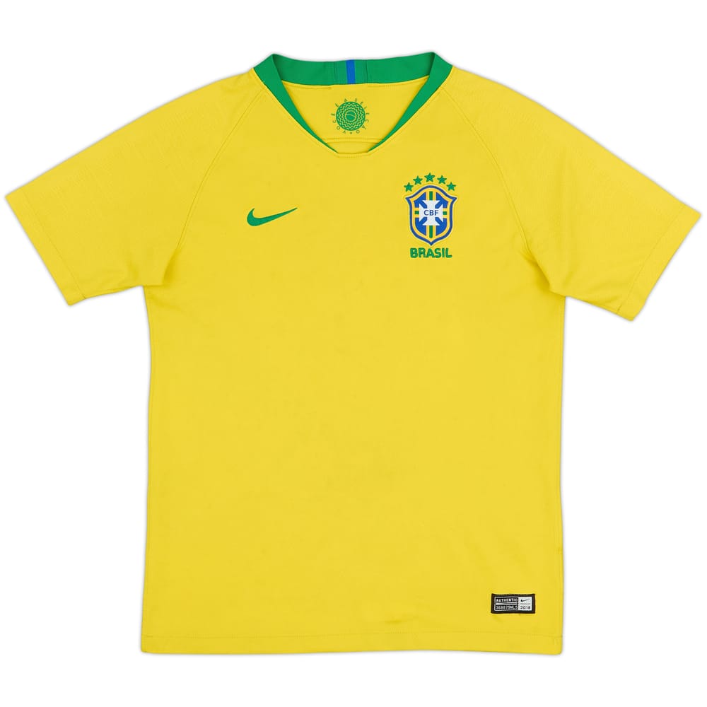 2018-19 Brazil Home Shirt - 5/10 - (L.Boys)