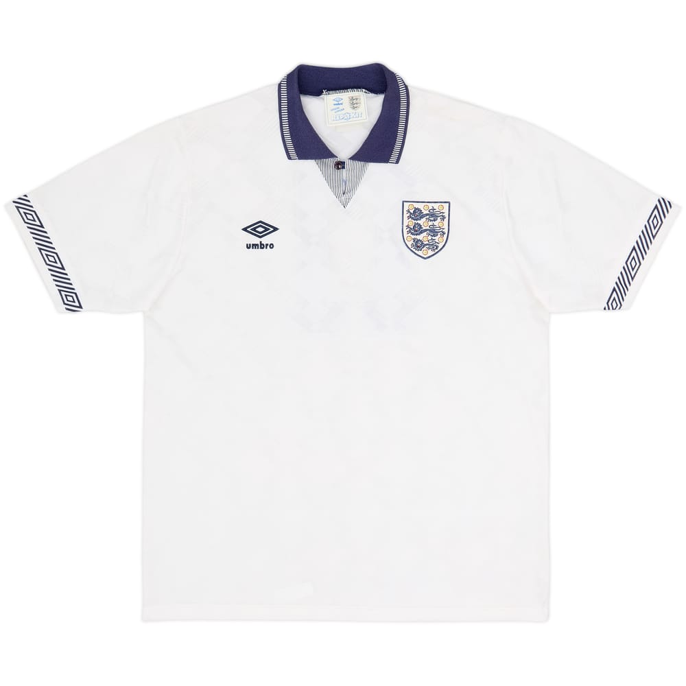 1990-92 England Home Shirt #11 - 8/10 - (M)