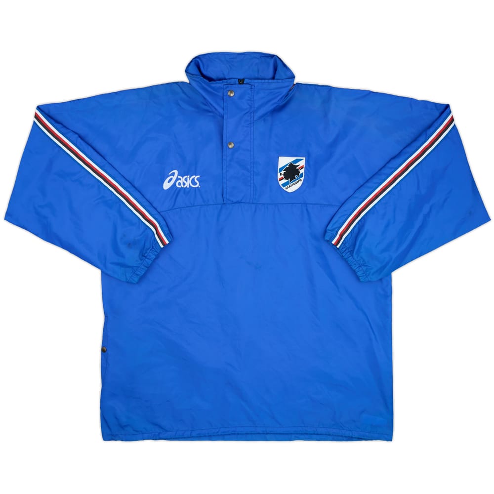 2003-04 Sampdoria Asics 1/4 Zip Hooded Rain Jacket - 7/10 - (L)