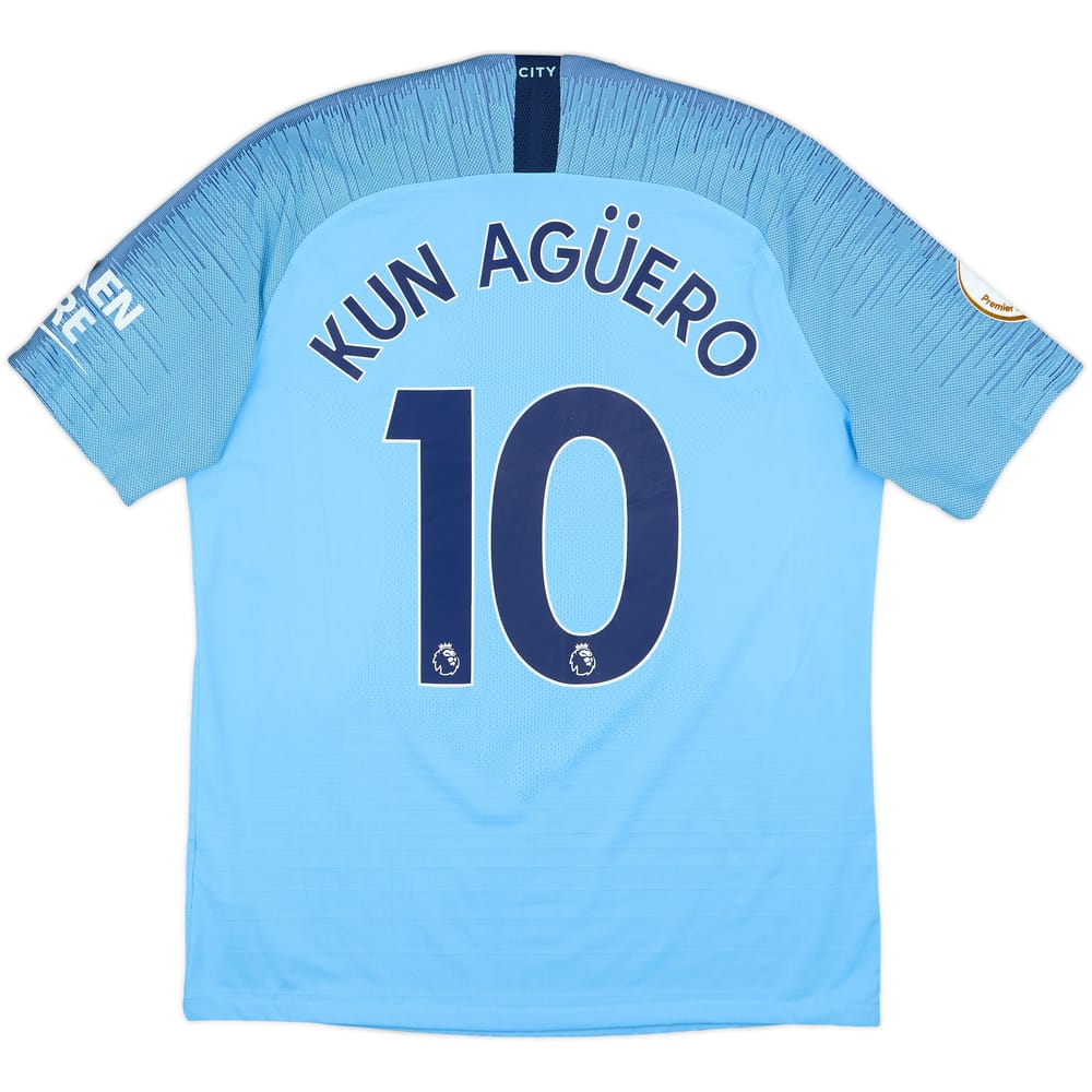 2018-19 Manchester City Authentic Home Shirt Aguero #10 - 4/10 - (L)
