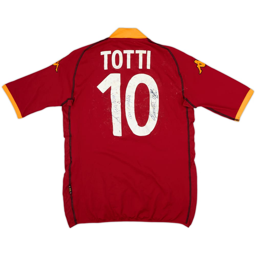 2002-03 Roma Signed Home Shirt Totti #10 - 4/10 - (XXL)