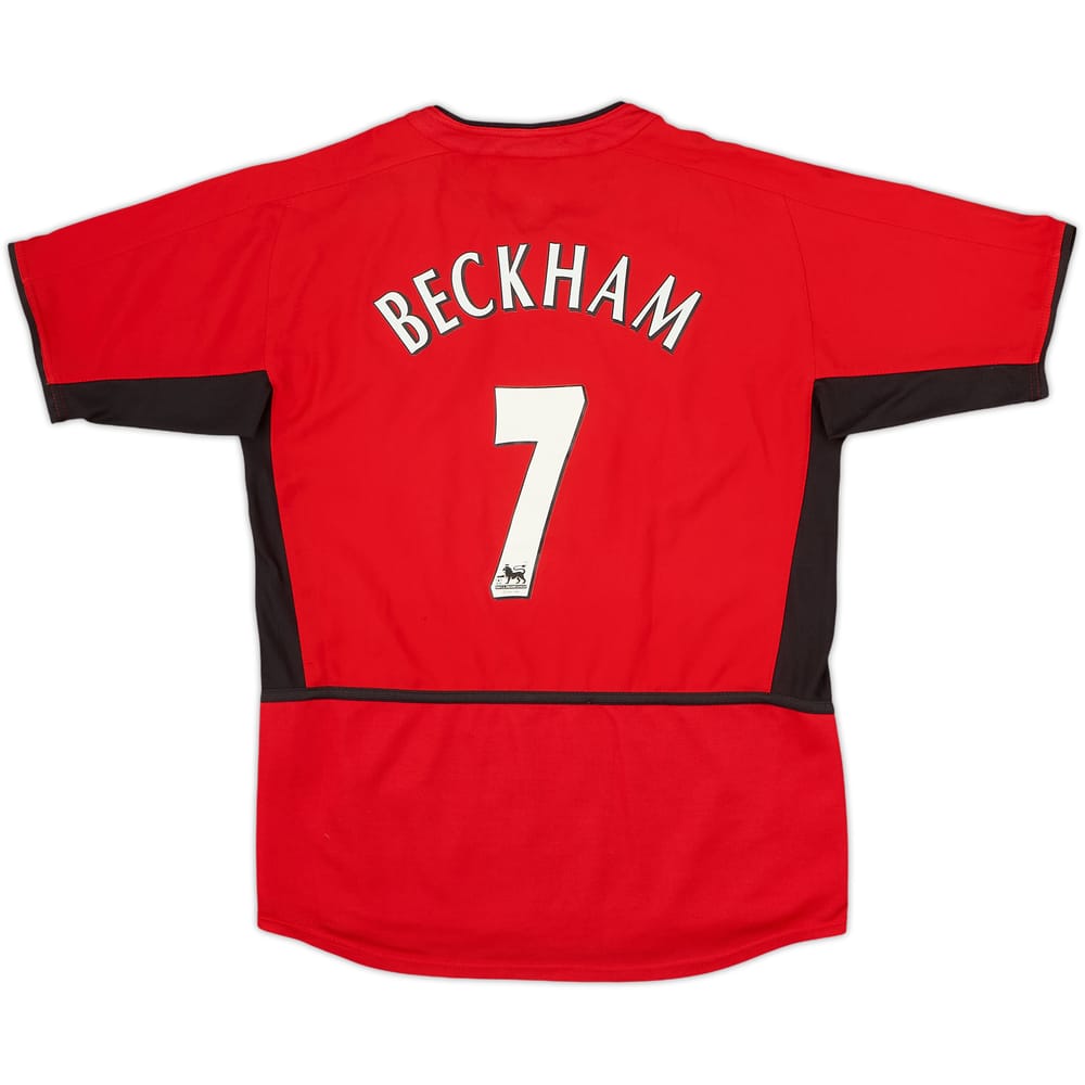 2002-04 Manchester United Home Shirt Beckham #7 - 8/10 - (L.Boys)