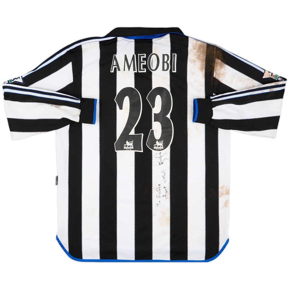 2000-01 Newcastle Match Worn Signed Home L/S Shirt Ameobi #23
