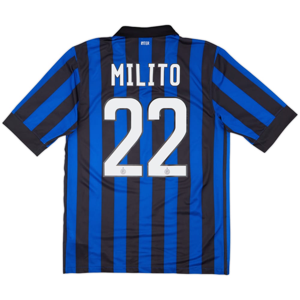 2011-12 Inter Milan Home Shirt Milito #22 - 8/10 - (M)
