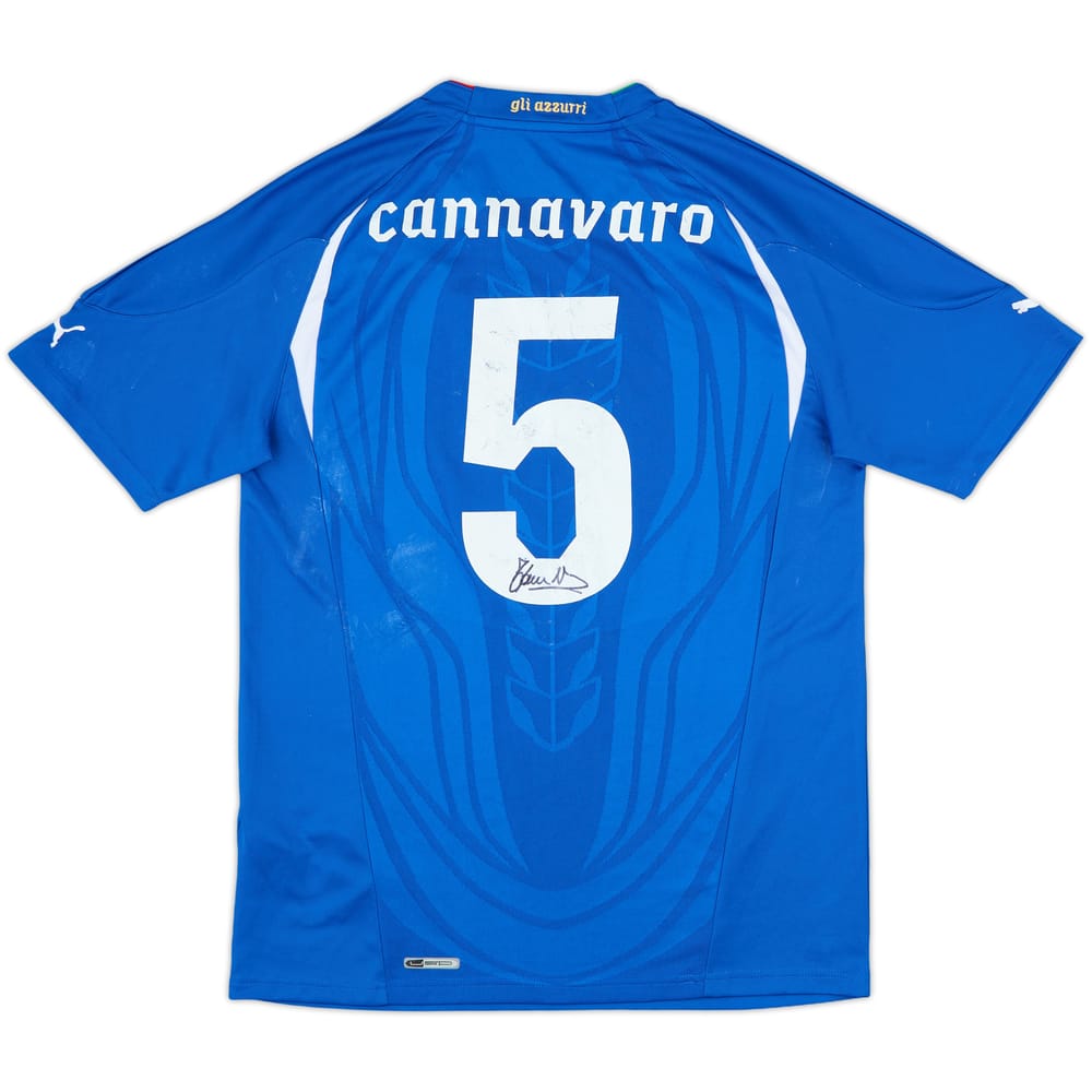 2010-12 Italy Signed Home Shirt Cannavaro #5 - 5/10 - (L)