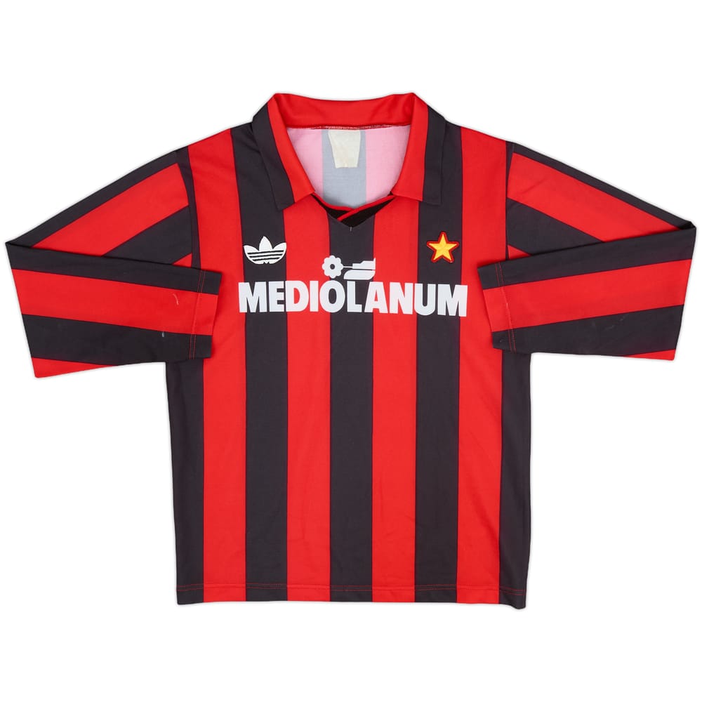 1991-92 AC Milan Home L/S Shirt - 8/10 - (XS.Boys)