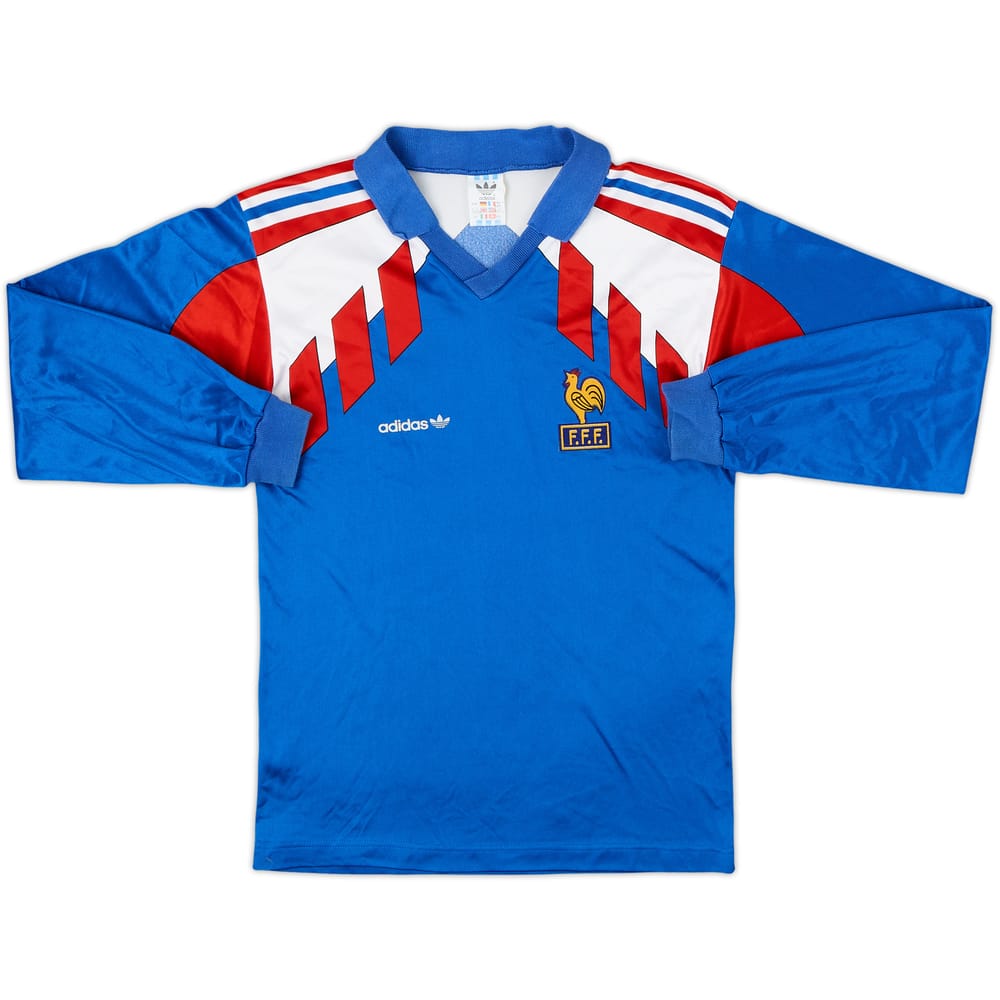 1990-92 France Home L/S Shirt - 8/10 - (L.Boys)