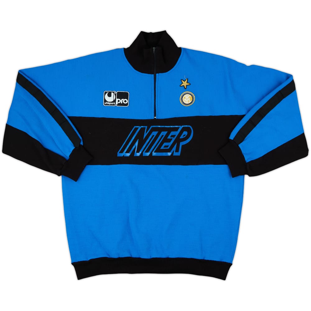 1990-91 Inter Milan Uhlsport 1/4 Zip Sweat Top - 8/10 - (M)