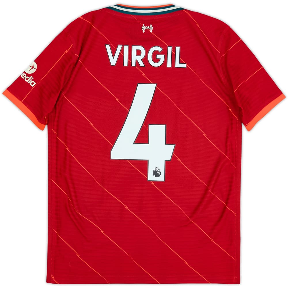 2021-22 Liverpool Authentic Home Shirt Virgil #4 - 9/10 - (14-15 Years)